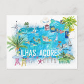 アゾレス諸島ポルトガルトラベ図解入りの、写真付きのルマップ ポストカード (正面)