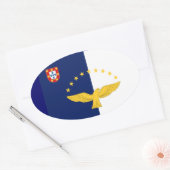 アゾレス諸島国旗のヨーロッパスタイルオーバルステッカー 楕円形シール (封筒)