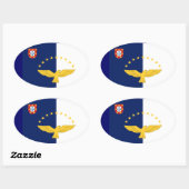 アゾレス諸島国旗のヨーロッパスタイルオーバルステッカー 楕円形シール (シート)