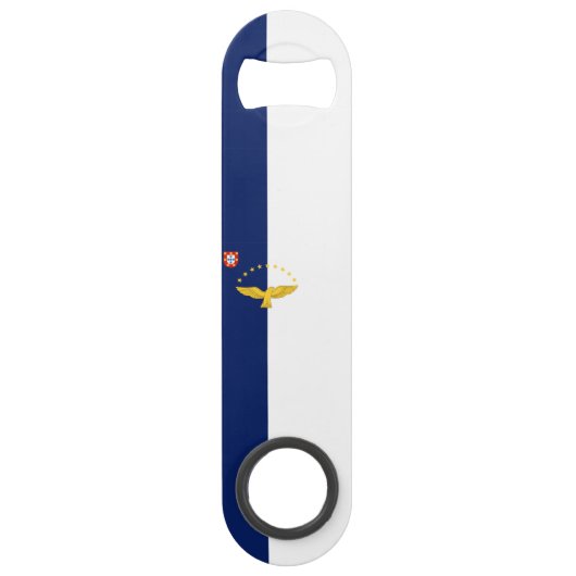 アゾレス諸島国旗ステンレス鋼ボトルオープナー スピード栓抜き (正面)