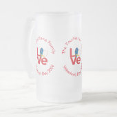 アゾレス赤愛パーソナライズされた旗 フロストグラスビールジョッキ (正面左)