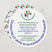 アゾレス・アイリッシュ・アメリカン・シャムロック誕生日 招待状 (正面/裏面)