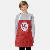 アゾレス 赤いLOVE 旗 パーソナライズ  エプロン (着用した状態)