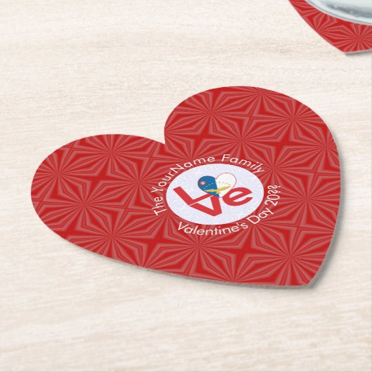 アゾーレンラブハース国旗のバレンタパーソナライズされたイン ペーパーコースター (アングル)