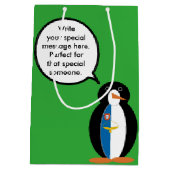 アゾーレ語でペンギンパーソナライズされた語 ミディアムペーパーバッグ (裏面)