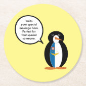 アゾーレ語でペンギンパーソナライズされた語 ラウンドペーパーコースター (正面)