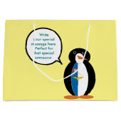 アゾーレ語でペンギンパーソナライズされた語 ラージペーパーバッグ (正面)