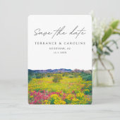 アゾ結婚ナズワイルドフラワー日付を保存 招待状 (スタンド正面)