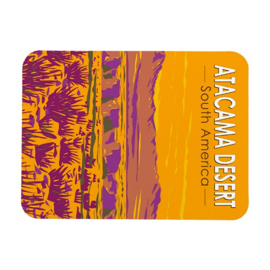 アタカマデザートサンセットサウスアメリカトラベルヴィンテージ マグネット (横)