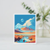 アタカマデザートチリトラベルヴィンテージイラストレーション ポストカード (スタンド正面)