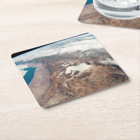 アタカマ砂漠とアンデスの塩フラッツ スクエアペーパーコースター (アングル)