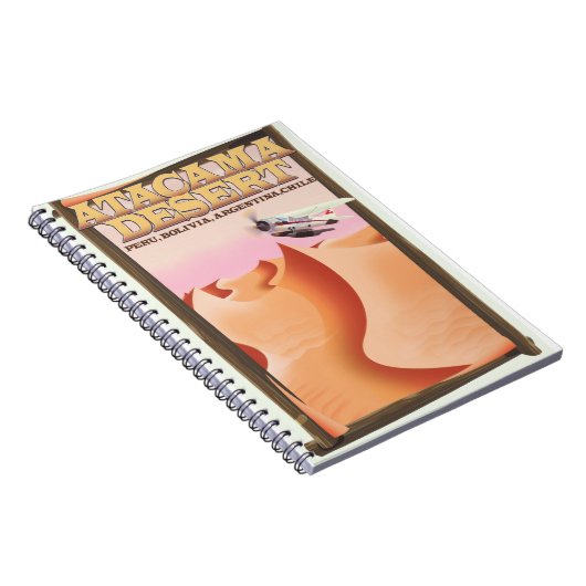 アタカマ砂漠の冒険の旅行ポスター。 ノートブック (右側)