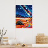 アタカマ砂漠，チリ – 天の川疑問に思 ポスター (キッチン)