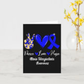 アタクシア・テランギエクタジア認知症 平和 愛 希望 青リボン カード (黄色い花)