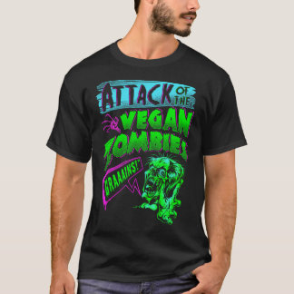 アタックオブザゾンビビーガンベジタリアンハロウィーン Tシャツ