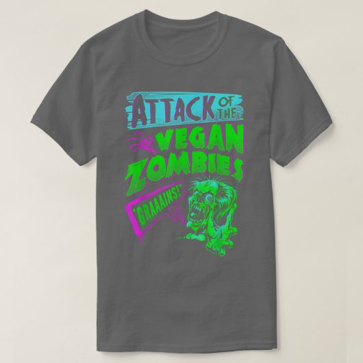 アタックオブザゾンビビーガンベジタリアンハロウィーン Tシャツ (デザイン正面)