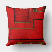 アタッチ解除された抽象芸術ジオメトリックアートレッド絵画ブラック クッション (裏面)