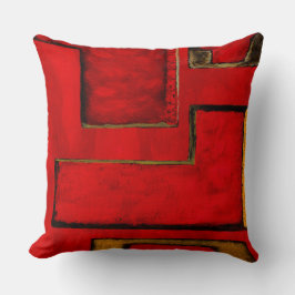 アタッチ解除された抽象芸術ジオメトリックアートレッド絵画ブラック クッション