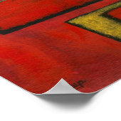 アタッチ解除された抽象芸術ジオメトリックアートレッド絵画ブラック ポスター (角)