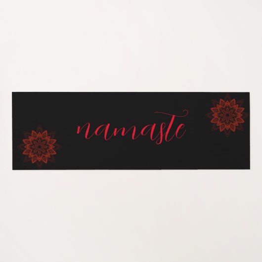 アタトーニナマステリバーシブルレッドブラック楕円 ヨガマット (裏面(横))