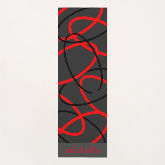 アタトーニナマステリバーシブルレッドブラック楕円 ヨガマット (正面)