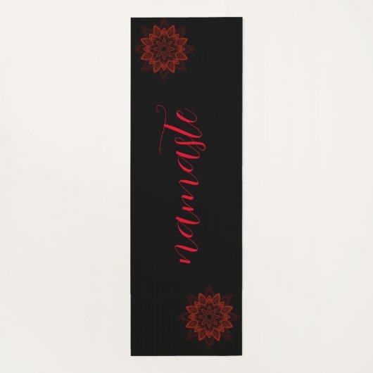 アタトーニナマステリバーシブルレッドブラック楕円 ヨガマット (裏面)