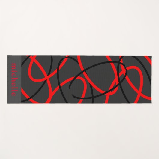 アタトーニナマステリバーシブルレッドブラック楕円 ヨガマット (正面(横))