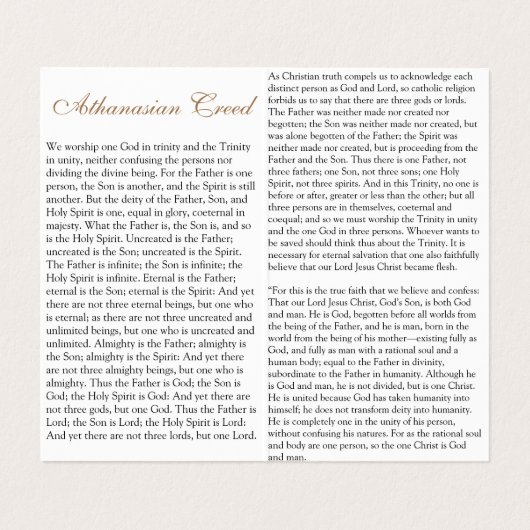 アタナシアンクレード – 祈りの言葉カード 名刺 (内部フラット)