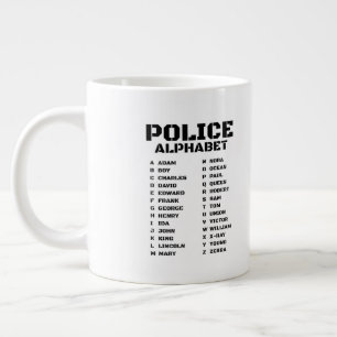 アダムからゼブラまでの警察文字 ジャンボコーヒーマグカップ