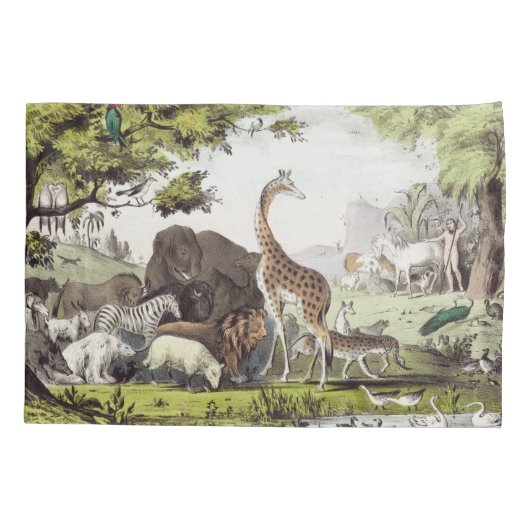 アダムが生き物の名前を付ける 枕カバー (裏面)