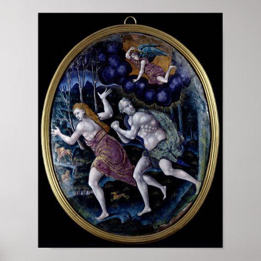 アダムとエバを描いた楕円形の額 ポスター (正面)