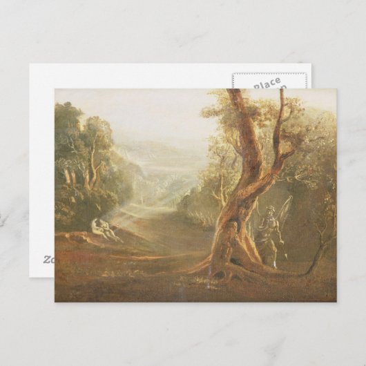 アダムとエバを楽園で考えるサタン ポストカード (正面/裏面)