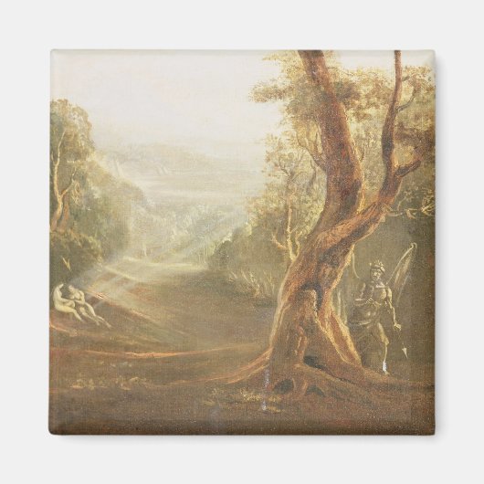 アダムとエバを楽園で考えるサタン マグネット (正面)