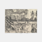 アダムとエバ：人間の秋（ルーカス・ヴァン・レイデン） フリースブランケット (正面(横))