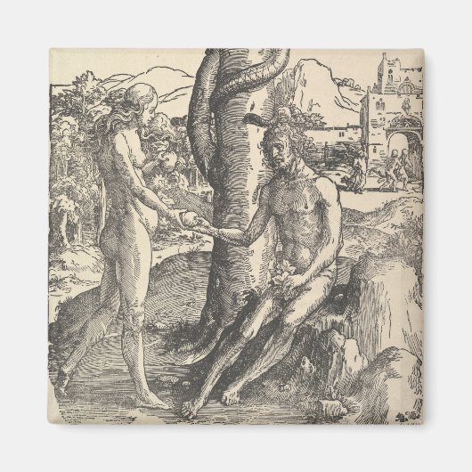 アダムとエバ：人間の秋（ルーカス・ヴァン・レイデン） マグネット (正面)