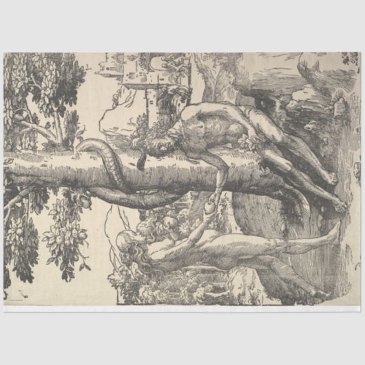 アダムとエバ：人間の秋（ルーカス・ヴァン・レイデン） 薄葉紙 (正面)