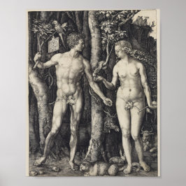 アダムとエバ，版木、銅版、版画by Albrecht Durer ポスター