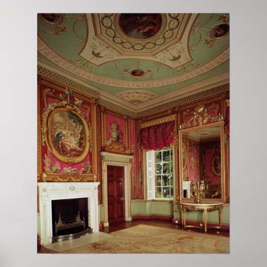 アダムによるサイドテーブル、桟橋ガラスと暖炉 ポスター (正面)