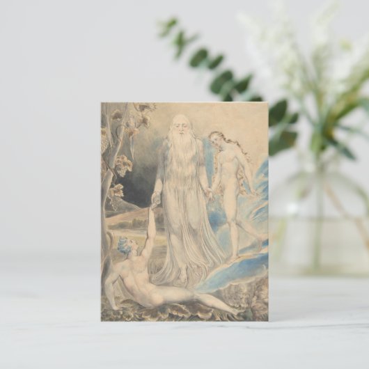 アダムにエバをもたらす神の御使い ポストカード (スタンド正面)