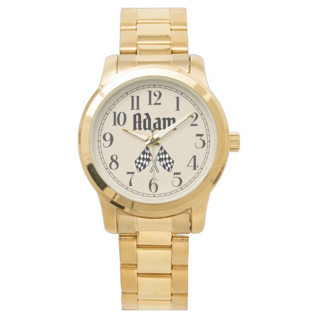 アダムのクロス市松模様にフラグ腕時計 腕時計 (正面)