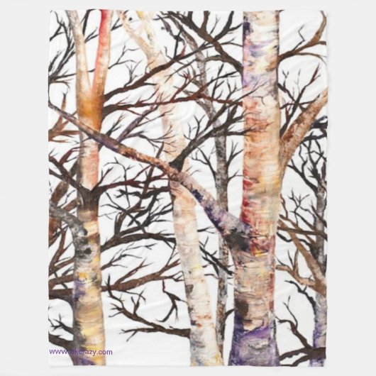 アダムス樺の木フリースブランケット フリースブランケット (正面)