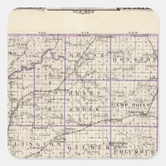 アダムズ郡の地図 スクエアシール (正面)