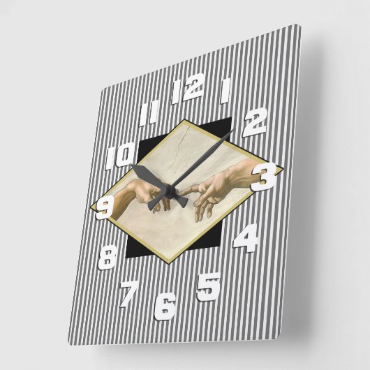 アダム・アートクラシックの創造ストライプ展 スクエア壁時計 (傾斜)