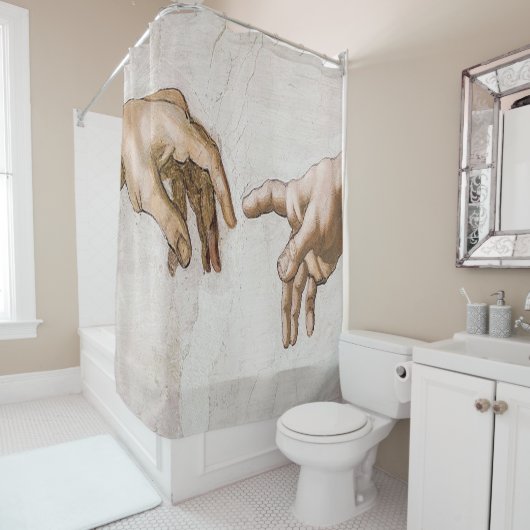 アダム・システィーナ礼拝堂の作成 – ミケランジェロ シャワーカーテン (インサイチュ)