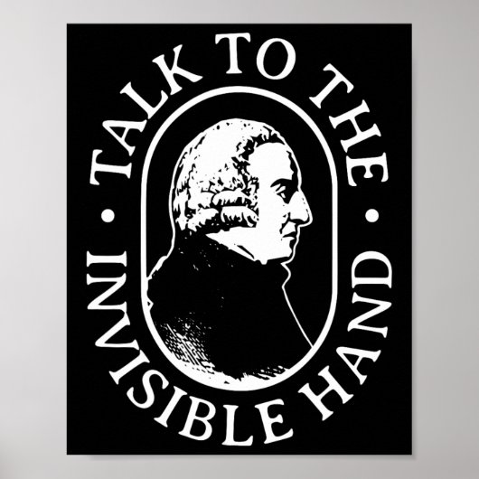 アダム・スミスが見えざる手と語る 経済学Tシャツ ポスター (正面)