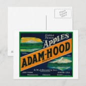 アダム・フッド リンゴ箱ラベル フッドリバー、オレゴン州 ポストカード (正面/裏面)