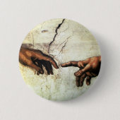 アダム-手ミケランジェロ1475年-の作成1564年 缶バッジ (正面)