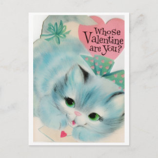 アダラブルな子猫 ビンテージ50'sバレンタインの絵葉書 ポストカード