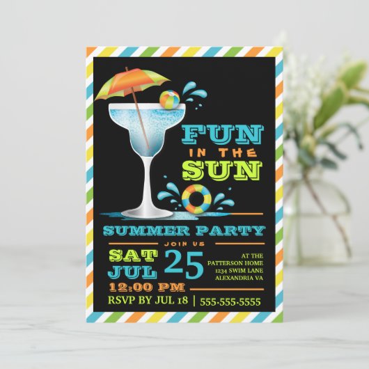 アダルトおもしろいサンカクテルサマーパーティの招待状 招待状 (スタンド正面)