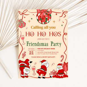 アダルトおもしろいサンタホスフレンドズクリスマスパーティー 招待状